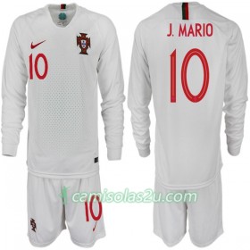 Camisolas de Futebol Portugal J. MARIO 10 Criança Equipamento Alternativa Copa do Mundo 2018 Manga Comprida